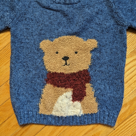 H&M Knit Pullover Sweater 2t Blue Bear kids boys - Picture 4 of 12